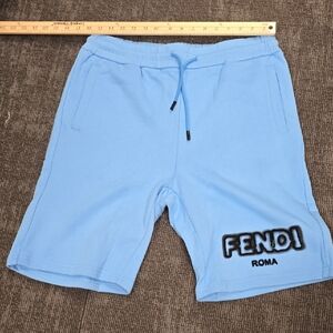 Fendi Blue Athletic Shorts with Logo
